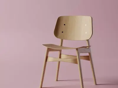 Fredercia Soborg wooden base chair  Free 3D model