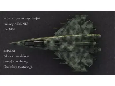 Fighter camouflaged jet 3D model