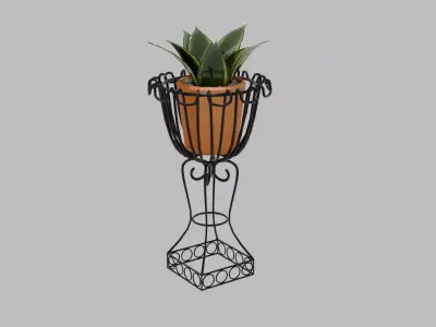 Vintage Wrought Iron Plant Stand Low-poly 3D model