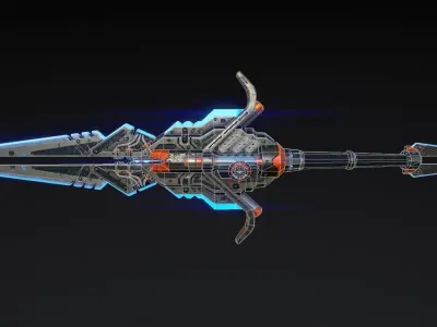 GunBlade futuristic weapon Low-poly 3D model