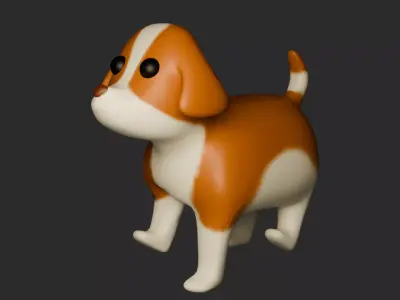 Cute dog walk animation Low-poly 3D model