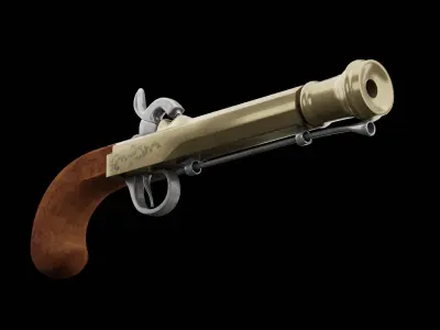 Pirate Hand Gun Low-poly 3D model
