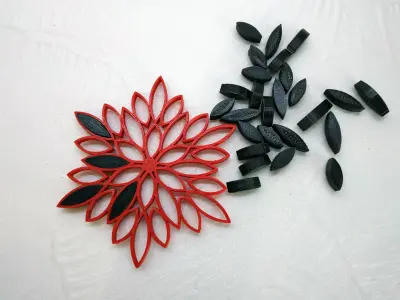 Multicolor snowflake 3d printed quilling Free 3D print model