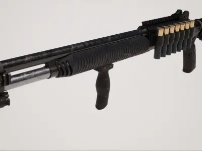 Shotgun 1 Used Low-poly 3D model