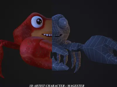 cartoon crabs Low-poly 3D model