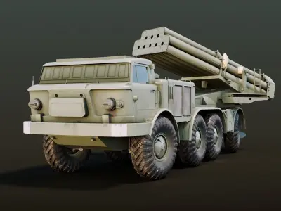 ZiL-135 Russian Heavy Military Truck Low-poly 3D model