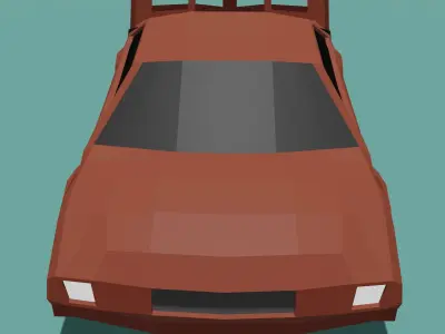 Low poly car back to future Free low-poly 3D model