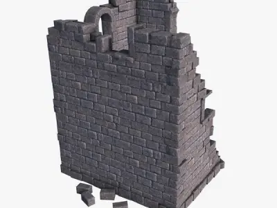 Ruined Tower 2 Low-poly 3D model