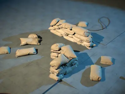 Sandbags Free low-poly 3D model