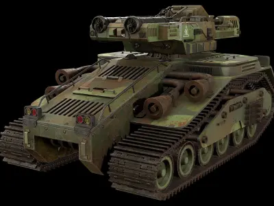 Tank Concept -3-Green-Camouflage Low-poly 3D model