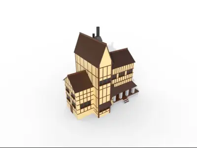 Low Poly House 002 - 1530 poly Low-poly 3D model