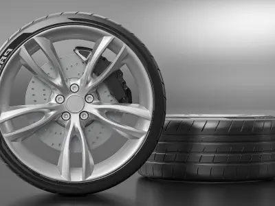 Sport Car Wheel with Grey Caliper 3D model