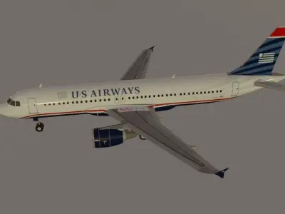 US Airways 1549 Hudson sully airbus a320-214 low poly Low-poly 3D model