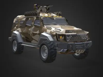 Otokar Cobra Armored Military Truck Low-poly 3D model