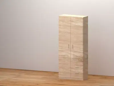 Modern Wooden Wardrobe Cabinet Free 3D model