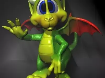 Cute Cartoon Dragon RIGGED Low-poly 3D model