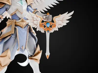 Stylized Sword - Paladin Sword Winged Faith - Game Ready 3D model