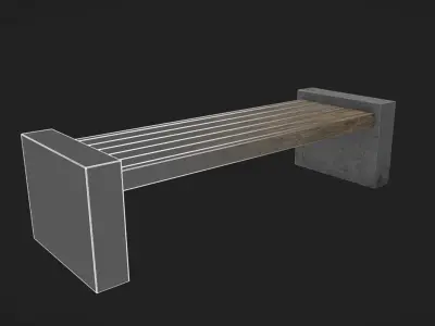 Outside Bench Low-poly 3D model