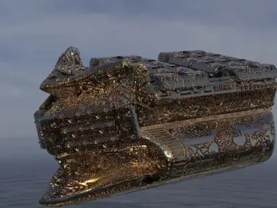 Sci-fi Ship Hull wreck 3D model