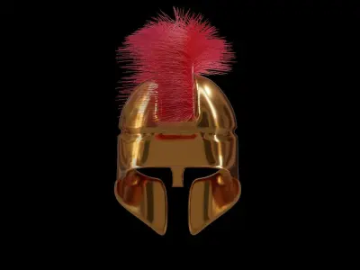 Medieval Golden Spartan Helmet Low-poly 3D model