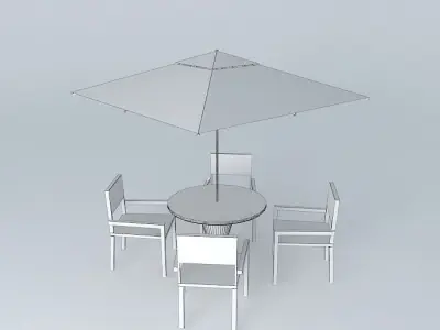 Table with chairs and ombrelone Free 3D model