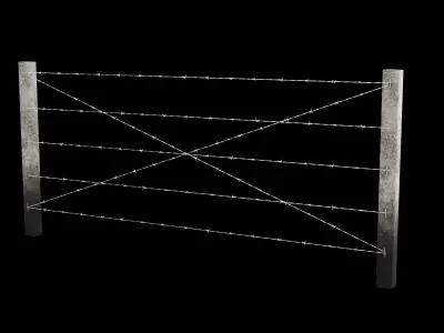 Barbed Wire Fence for Land Low-poly 3D model