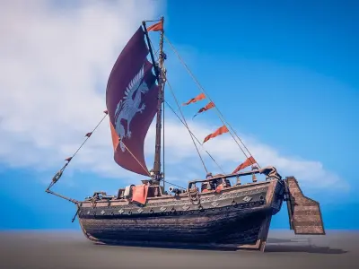 Ship Sloop AgeOfDiscoveryShipsCollection Low-poly 3D model