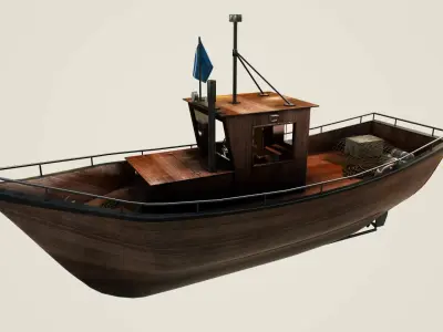 Norwegian fishing boat Low-poly 3D model
