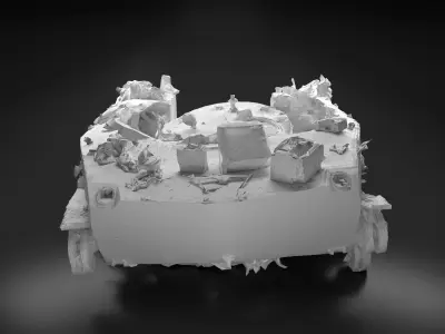 Destroyed and burnt Russian BMD-2 Photoscan PBR Game Ready Low-poly 3D model