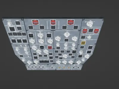Airbus A220 Cockpit Overhead Animated Low-poly 3D model
