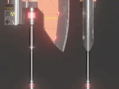 Cyberpunk axe Low-poly 3D model