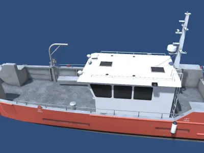 Workboat vessel Low-poly 3D model