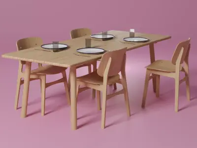 Designer Table and Chair Set 3D model