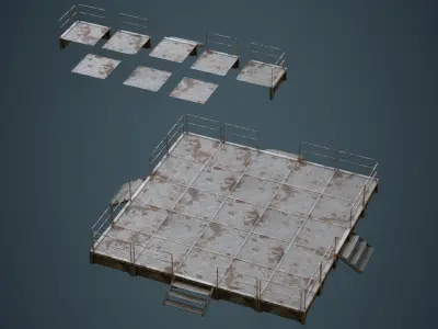 Stage Platform 1B Low-poly 3D model