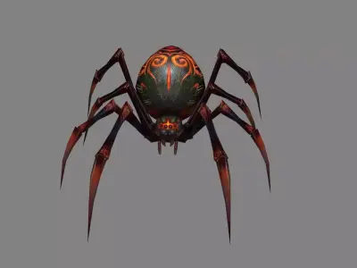 Cartoon giant black spider Low-poly 3D model