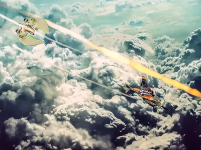 Low poly hybrid spaceship fighter Low-poly 3D model