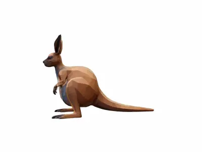 A Female  Gender Grey Red Kangaroo 3d Render 3D model