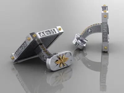 Cufflinks with Helicopter 3D print model