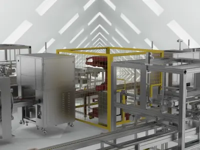 Battery laser welding machine production line 3D model