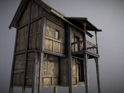 Medieval lake village - House 8 Low-poly 3D model