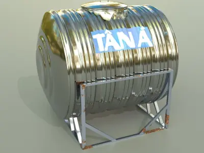 Round water tank Low-poly 3D model