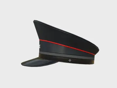 Police Cap 09 Black Red - Military Character Design Fashion Low-poly 3D model