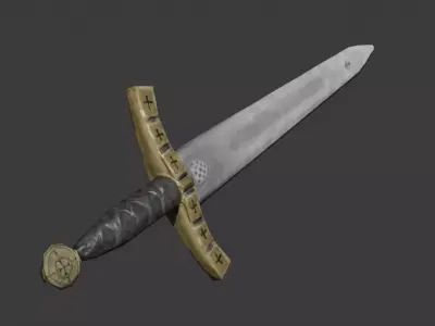 Medieval Templar Sword AAA Short Battle Sword Low-poly 3D model Low-poly 3D model