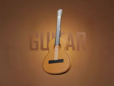 Guitar low poly Free low-poly 3D model