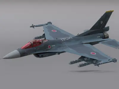 F2 Fighter Jet Low-poly 3D model