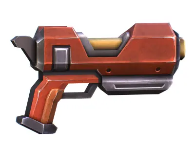 Cartoon Gun Blaster Barrel Nagan Nuff Pistol Revolver Cannon Low-poly 3D model