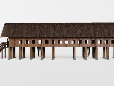 Rumah Panjang Low-poly 3D model