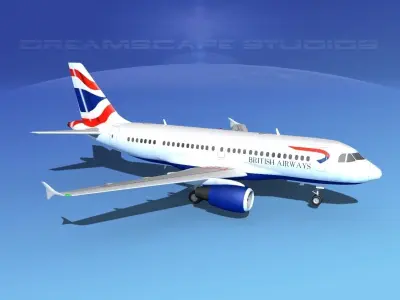 Airbus A319 British Airways 3D model