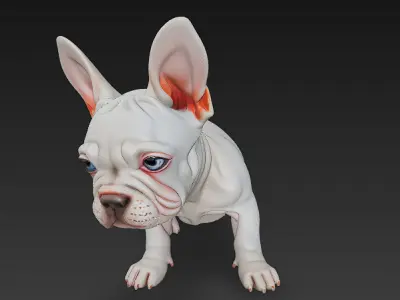 French Bulldog Puppy Dog Realistic 3D Model - Low Poly Realistic Low-poly 3D model