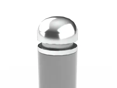 Grey Stainless Steel Bollard with Dome Top 3D model